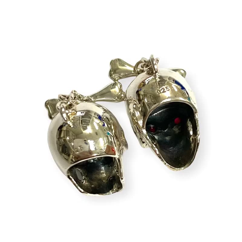 Gothic Style Skull with Ruby Cufflinks 925 Sterling Silver Mens Fathers Day Gift