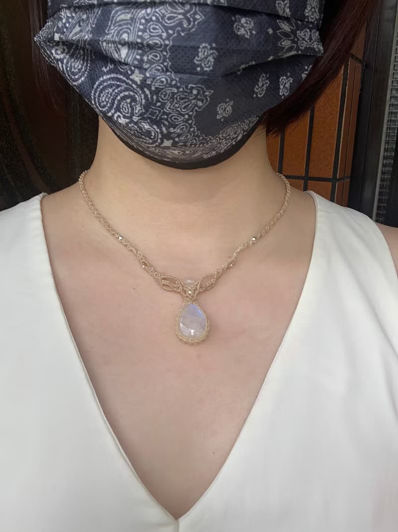 ~訂製款~月光石 l 南美蠟線 l 手工編織 l 項鍊 N8
