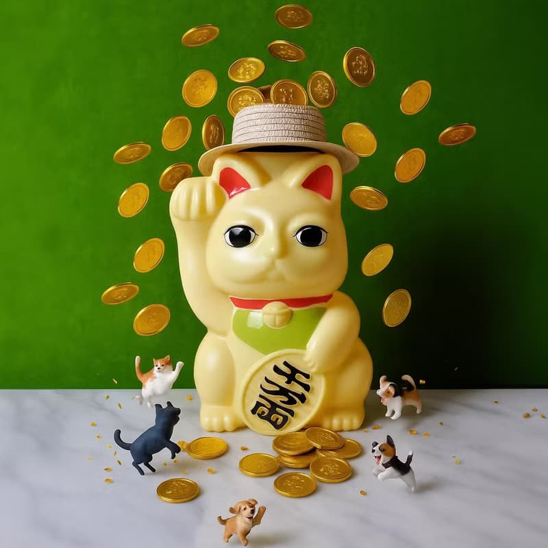 招財貓儲物罐 飼料罐 儲存罐 2kg/2L容量 禮物 生日禮物 飼料