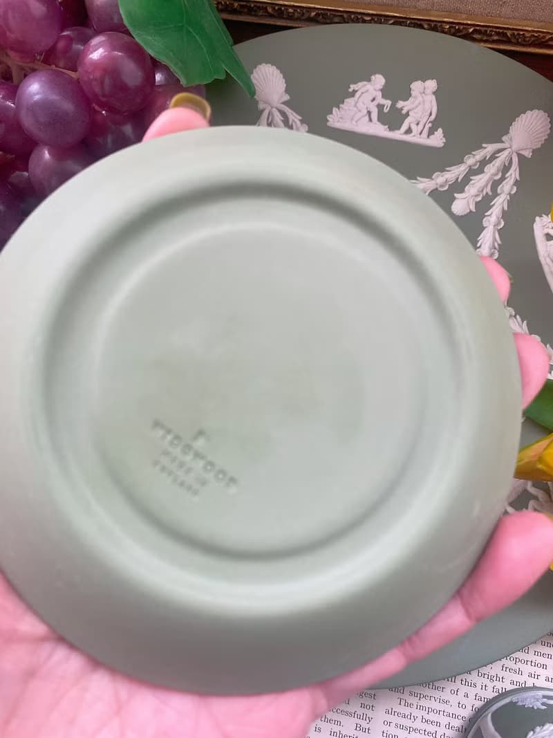 1950年 Wedgwood Jasper 英國製綠色浮雕咖啡杯 古董杯 庫存品