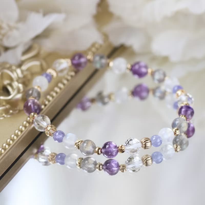 拉長石 月光石 紫水晶 坦桑石。花神咖啡館。智慧健康 水晶手鍊