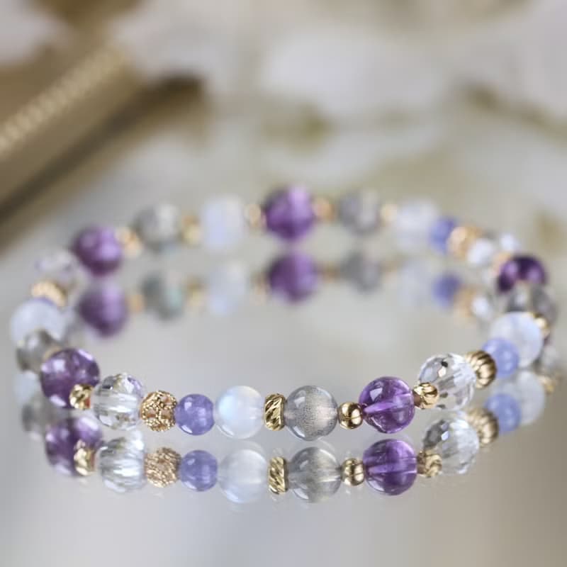 拉長石 月光石 紫水晶 坦桑石。花神咖啡館。智慧健康 水晶手鍊