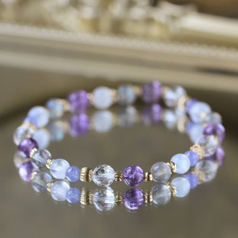 拉長石 月光石 紫水晶 坦桑石。花神咖啡館。智慧健康 水晶手鍊