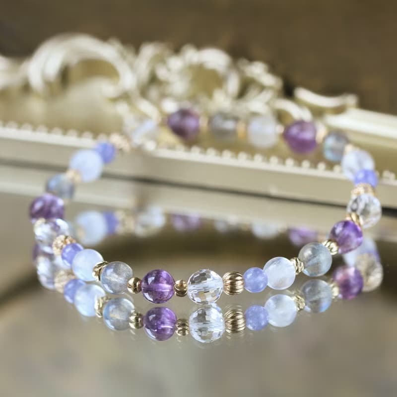 拉長石 月光石 紫水晶 坦桑石。花神咖啡館。智慧健康 水晶手鍊