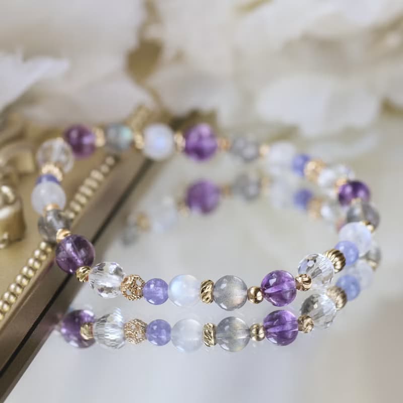 拉長石 月光石 紫水晶 坦桑石。花神咖啡館。智慧健康 水晶手鍊