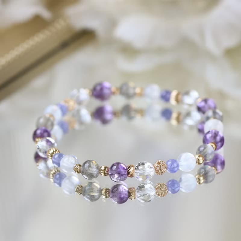 拉長石 月光石 紫水晶 坦桑石。花神咖啡館。智慧健康 水晶手鍊