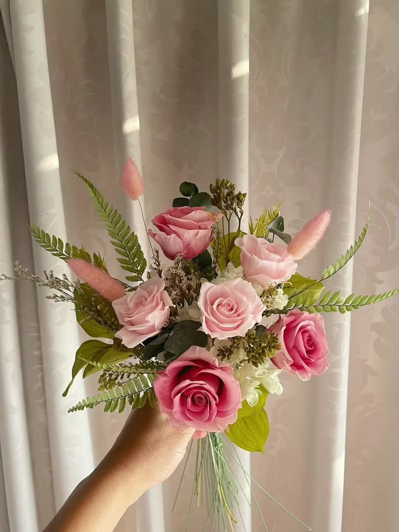 【花訴花藝】浪漫粉系花束/永生捧花/拍照捧花/新娘捧花/登記花束