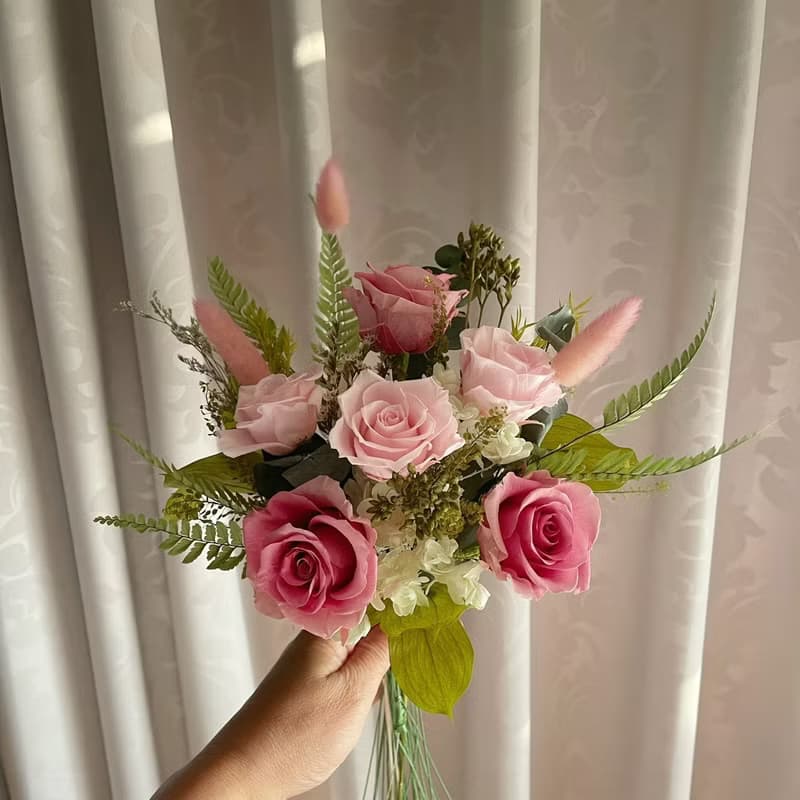【花訴花藝】浪漫粉系花束/永生捧花/拍照捧花/新娘捧花/登記花束