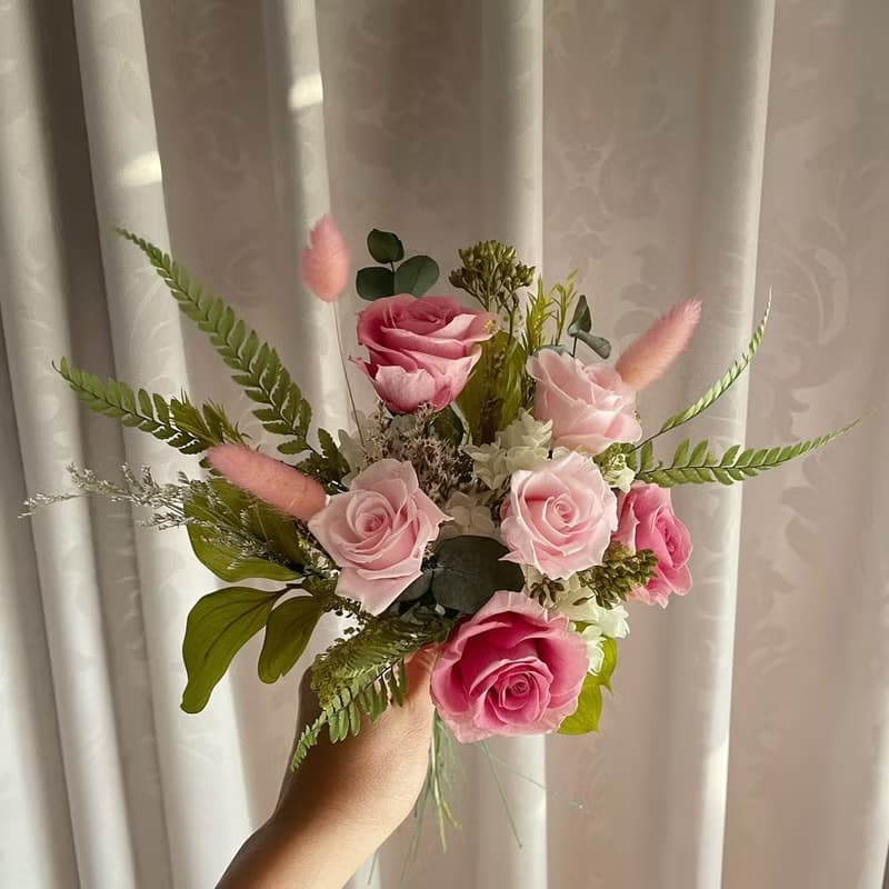 【花訴花藝】浪漫粉系花束/永生捧花/拍照捧花/新娘捧花/登記花束