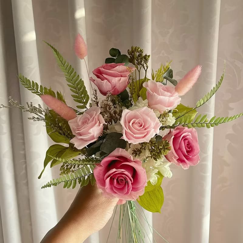 【花訴花藝】浪漫粉系花束/永生捧花/拍照捧花/新娘捧花/登記花束