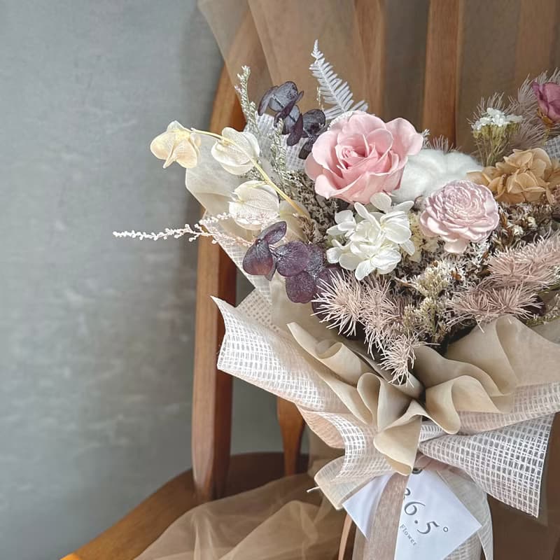 ins奶油風 錦葵紫永生玫瑰花束