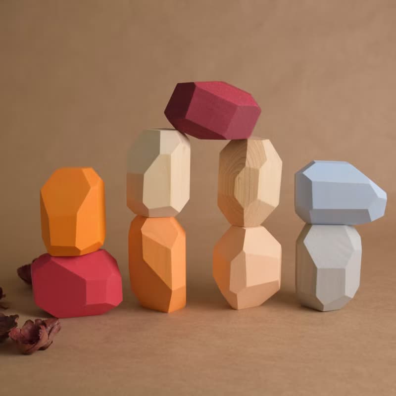 Wooden Stacking Stones Neutral Montessori Balance Blocks Toy Personalized Gift