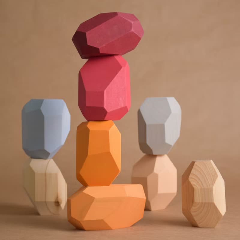 Wooden Stacking Stones Neutral Montessori Balance Blocks Toy Personalized Gift