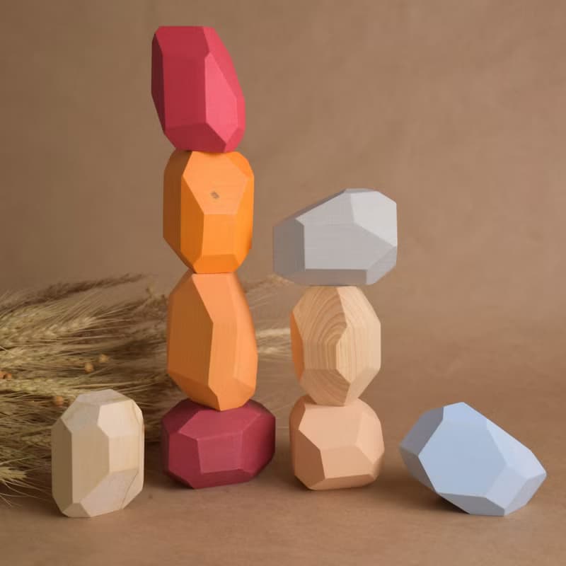 Wooden Stacking Stones Neutral Montessori Balance Blocks Toy Personalized Gift