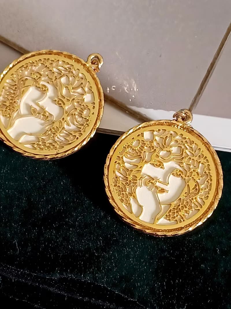 vintage jewelry  罕見 1971 JANMAX 慕夏藝術風格 夾式耳環