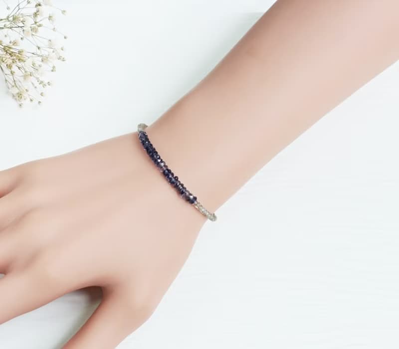 <摯愛>堇青石x拉長石 925純銀手鍊 12月誕生石 Lolite silver bracelet 輕珠寶 母親節 情人節 生日禮物 紀念日 宴會 party 交換禮物 聖誕節
