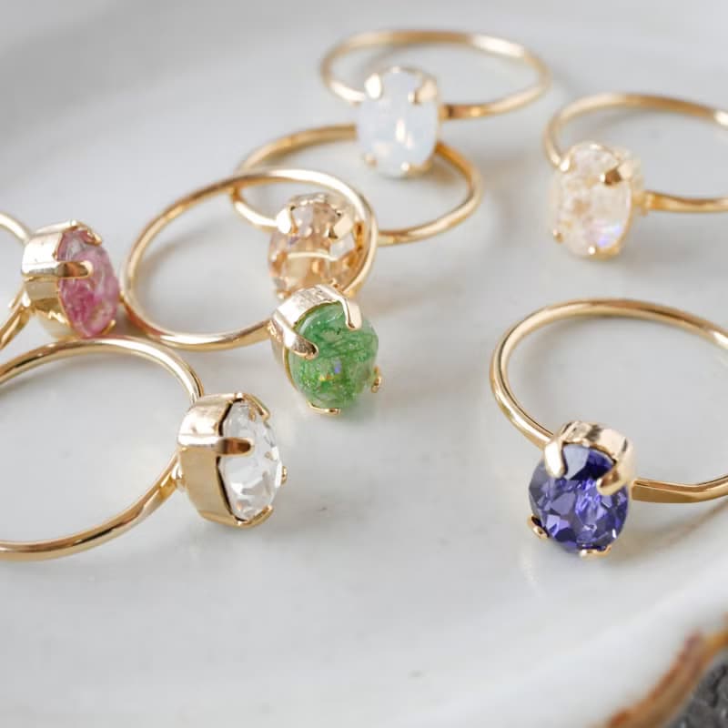 レースフラワー入り　オーバル ボタニカルリング