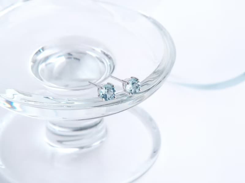 初雪 | 拓帕石 簡約圓形 單鑽爪鑲 耳環 耳針 生日禮物 畢業 職場