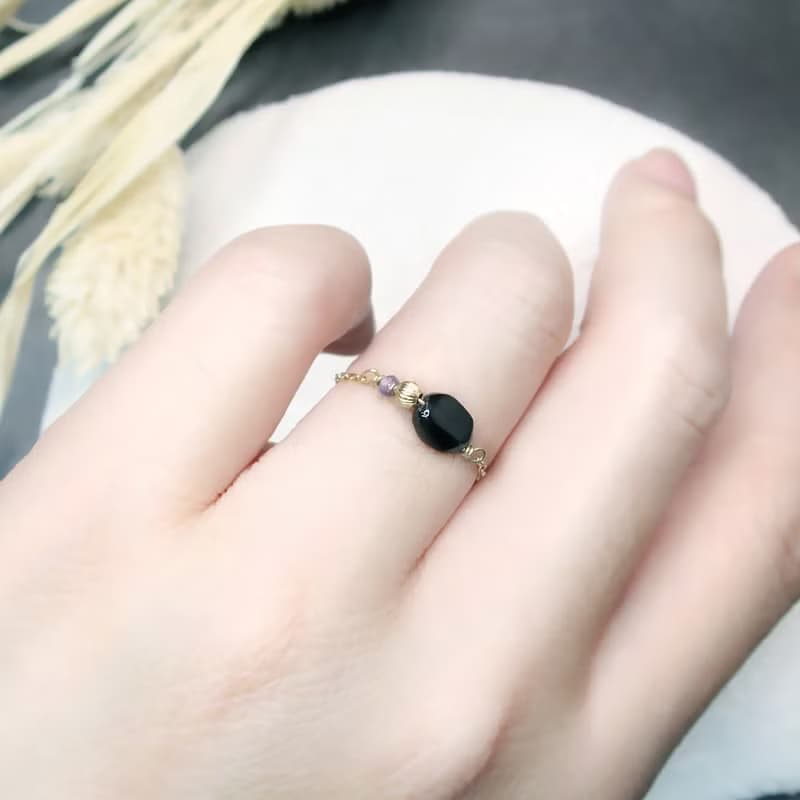 VIIART。蜜糖。多色碧璽寶石14KGF日式小鏈戒