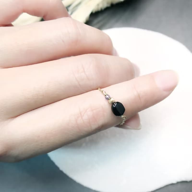 VIIART。蜜糖。多色碧璽寶石14KGF日式小鏈戒
