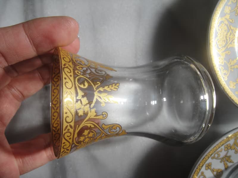 【老時光 OLD-TIME】早期二手土耳其玻璃茶具組(6杯6盤為一組)