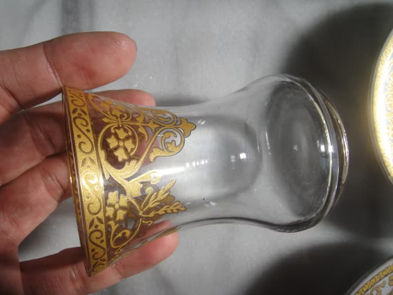 【老時光 OLD-TIME】早期二手土耳其玻璃茶具組(6杯6盤為一組)