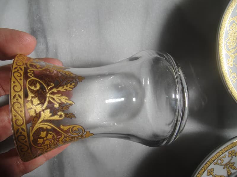 【老時光 OLD-TIME】早期二手土耳其玻璃茶具組(6杯6盤為一組)