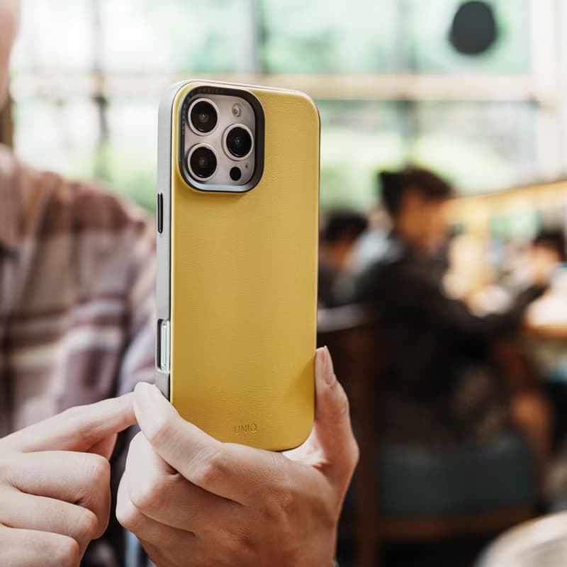 iPhone 16系列 Lyden Ds耐刮皮革磁吸手機殼-金絲雀黃/淺灰