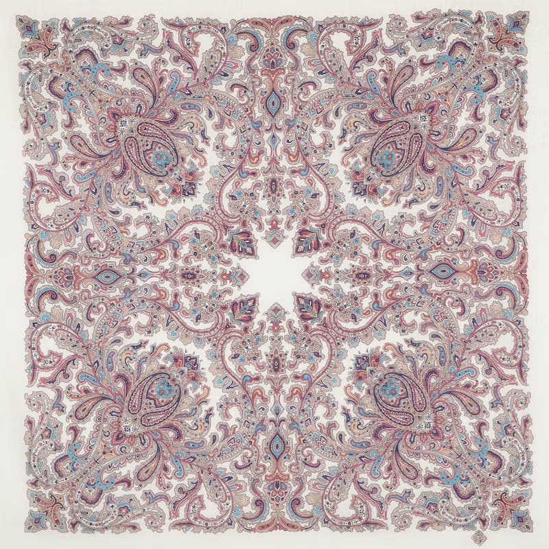 Authentic Pavlovo Posad Russian Shawl Scarf Soft 100% Wool 89x89 cm 1638-3
