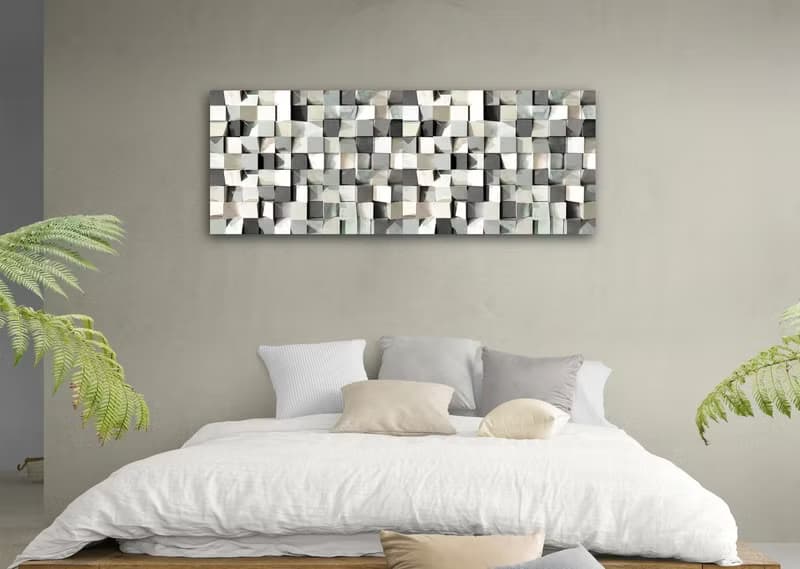 手工木質3D吸音壁掛雕塑 Shadow 銀色與珠光白