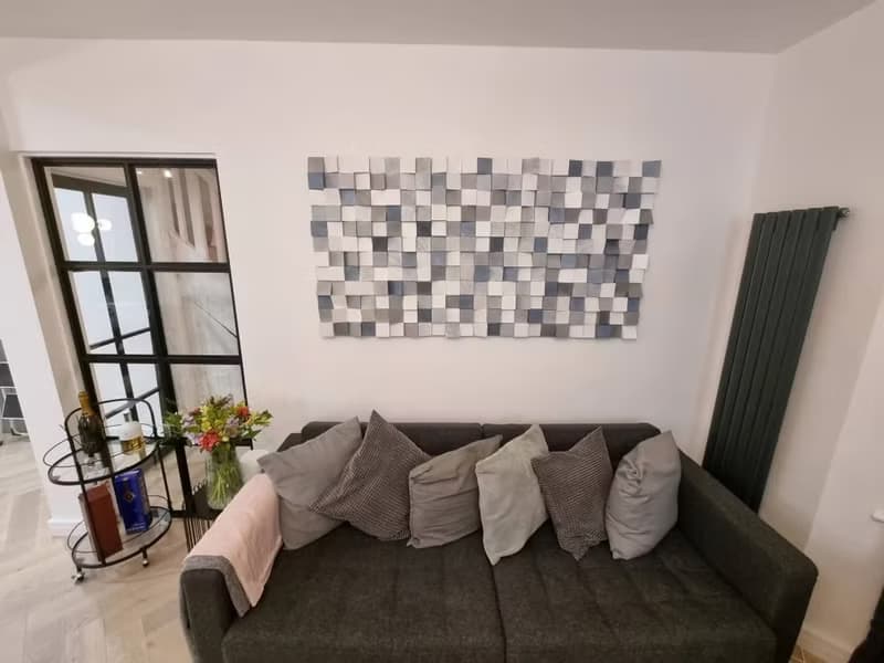 手工木質3D吸音壁掛雕塑 Shadow 銀色與珠光白