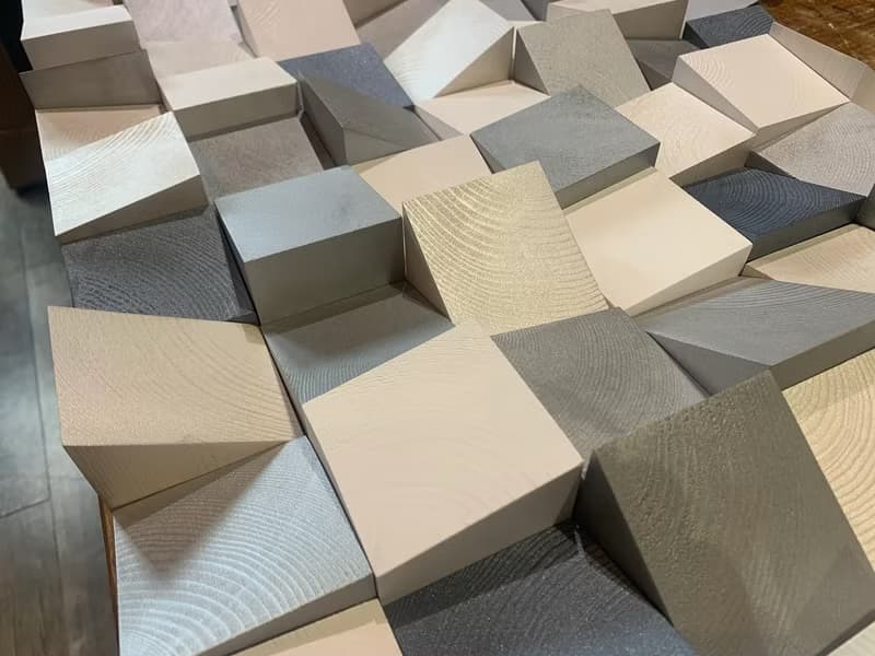 手工木質3D吸音壁掛雕塑 Shadow 銀色與珠光白