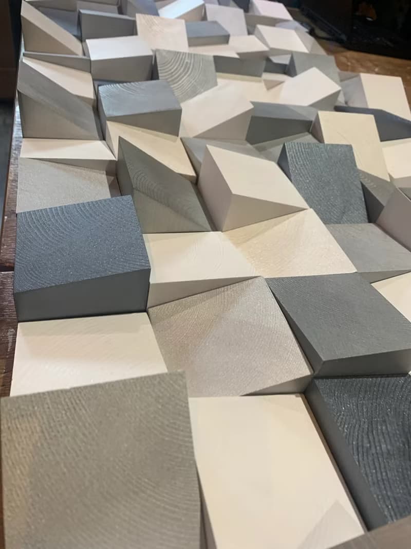 手工木質3D吸音壁掛雕塑 Shadow 銀色與珠光白