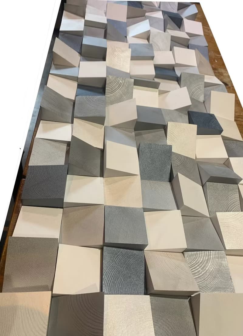 手工木質3D吸音壁掛雕塑 Shadow 銀色與珠光白