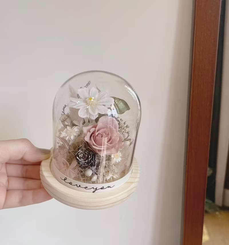 【百日草永生花盅】耶誕禮物 生日禮物 情人節 永生花 玫瑰花