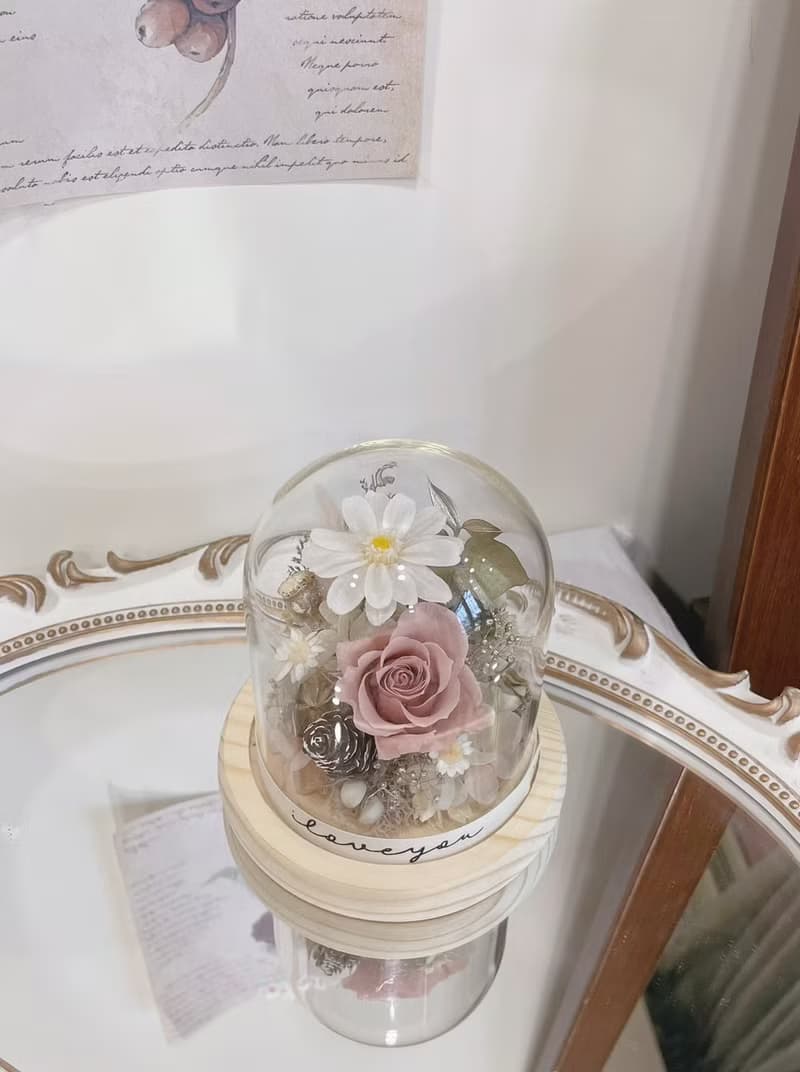 【百日草永生花盅】耶誕禮物 生日禮物 情人節 永生花 玫瑰花