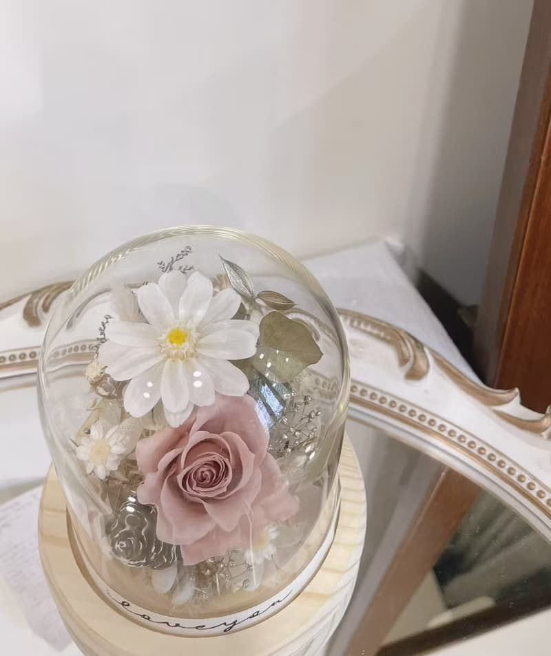 【百日草永生花盅】耶誕禮物 生日禮物 情人節 永生花 玫瑰花