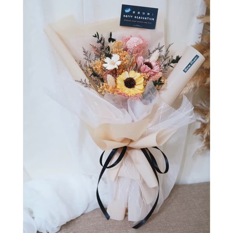 畢業花束 ー 勇氣。展翅 | 乾燥花束/永生花束(共3款) 中大花束