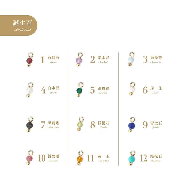 運勢 x 誕生石 生日石 水晶 字母項鍊【訂製字母】 項鍊 (18吋)