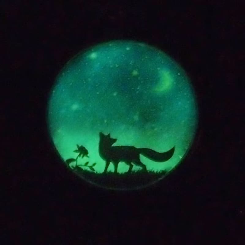 Fox Garden 手作 情侶 情人節禮物 25mm 星空狐狸夜光對鍊(二條)   聖誕禮物 交換禮物 生日禮物