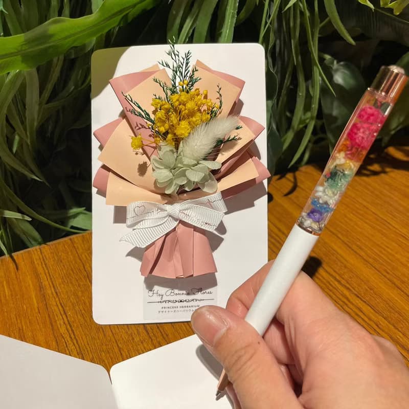 唯美愛戀 乾燥花束手工卡片