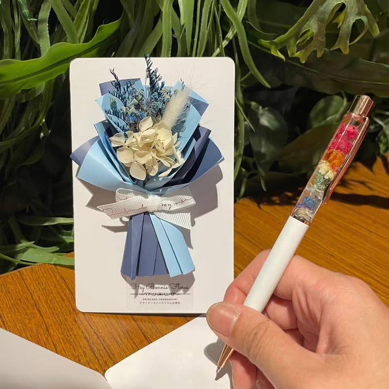 唯美愛戀 乾燥花束手工卡片