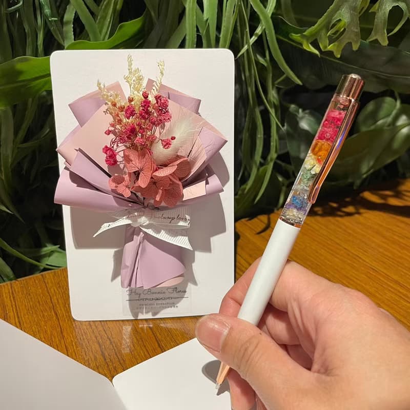 唯美愛戀 乾燥花束手工卡片