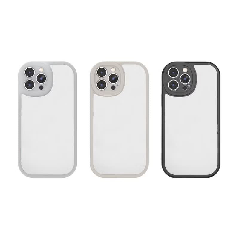iphone16手機殼 古董白/透白/黑色三種邊框 背面皮質磨砂質感