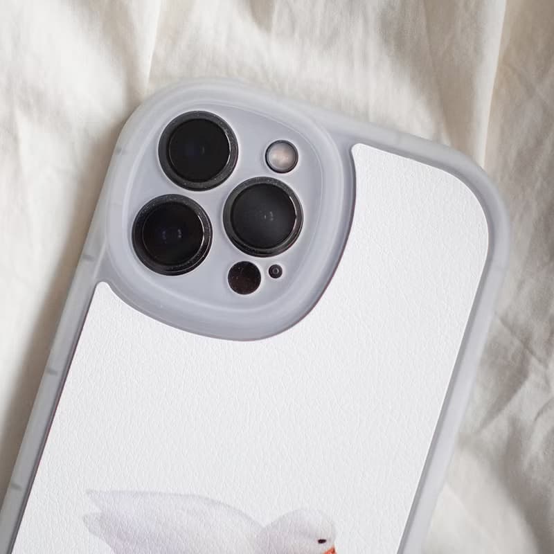 iphone16手機殼 古董白/透白/黑色三種邊框 背面皮質磨砂質感
