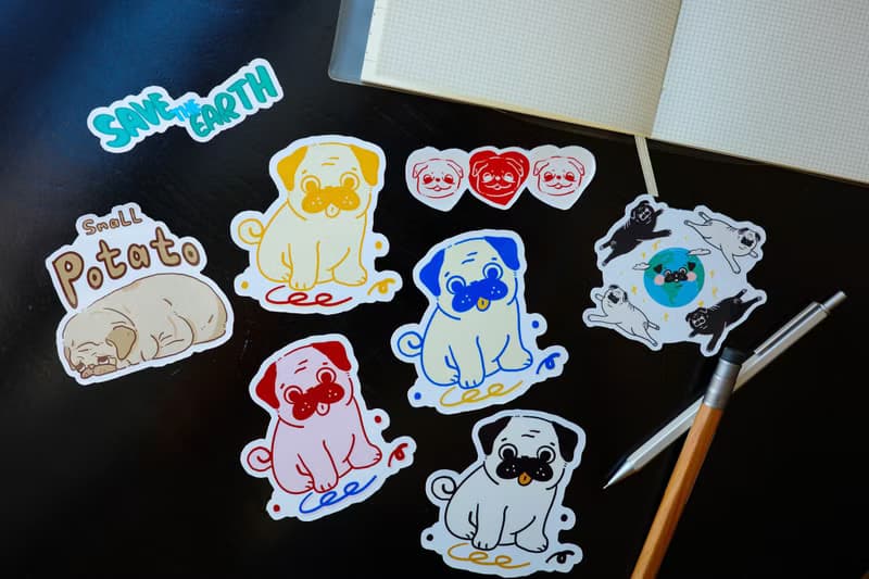 【8cm貼紙】8cm 防水貼紙 x 手繪巴哥