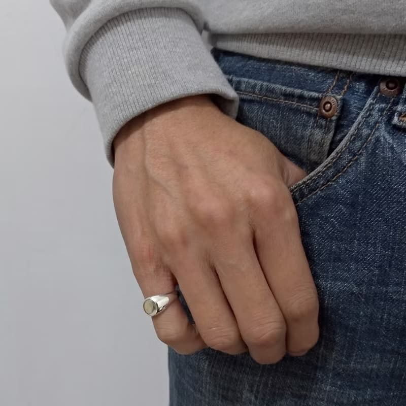 圓形印章戒指 尾戒 925純銀 men's jewelry 男戒