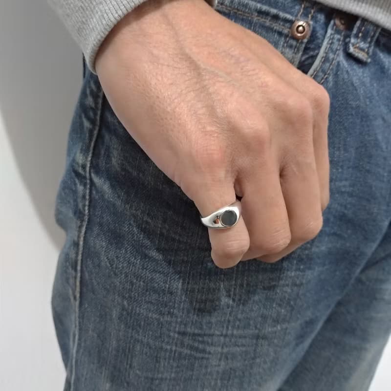 圓形印章戒指 尾戒 925純銀 men's jewelry 男戒