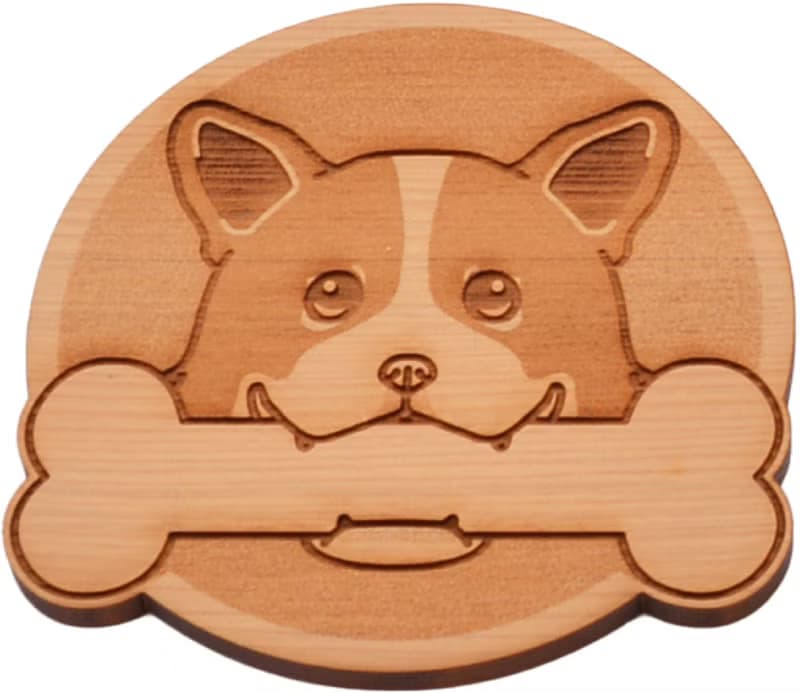 台灣檜木杯墊-狗狗