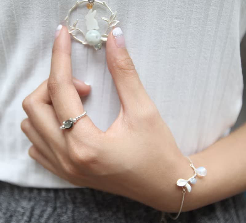 黑貝貓 925純銀 珠 戒指 cat shape mother pearl  925 silver ring